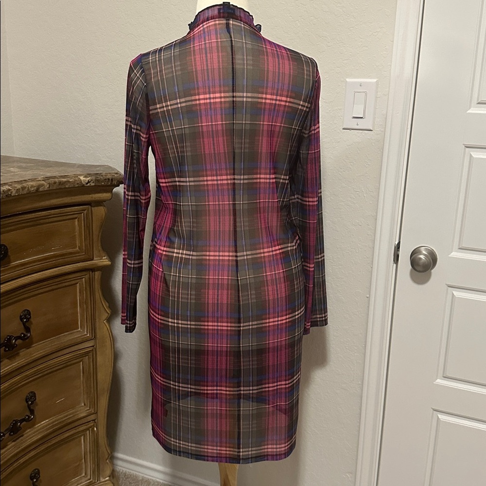 Torrid Unlined Mesh Plaid Pink mini-dress Size 14 1X - Picture 6 of 6
